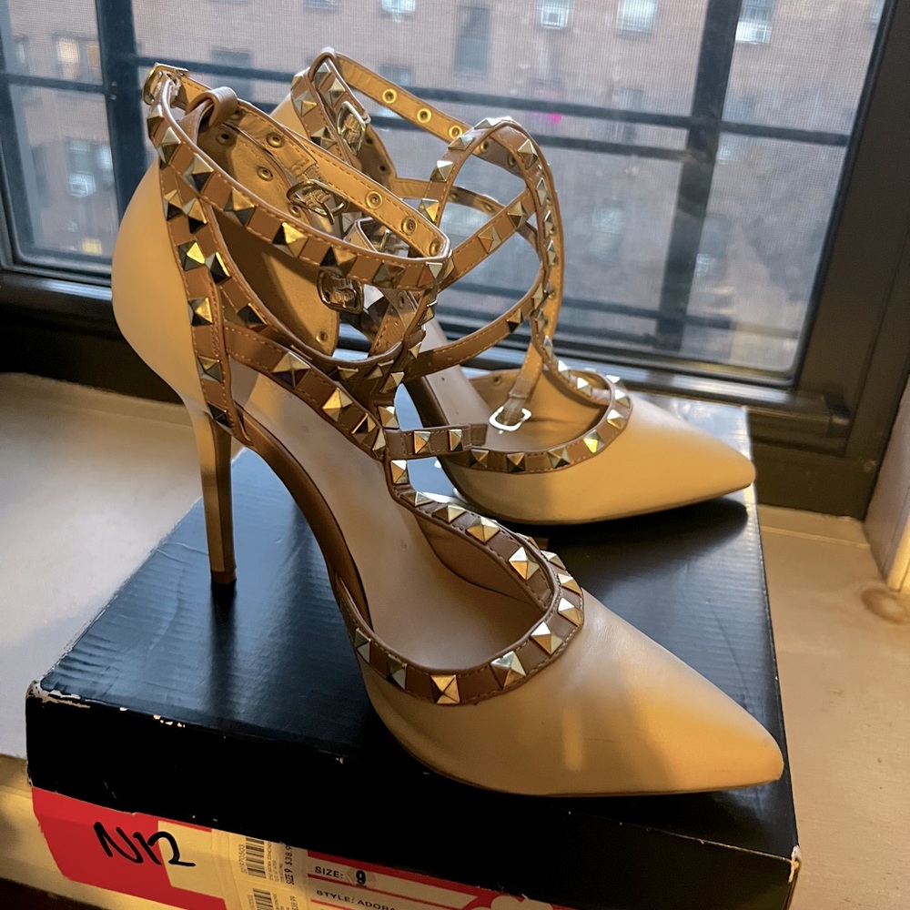 Studded nude heels size 9